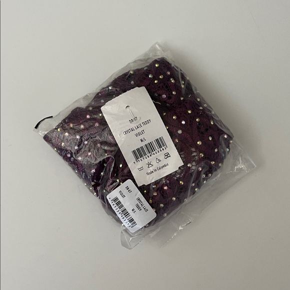 Candyland | NWT Violet Crystal Lace Teddy - Picture 3 of 3